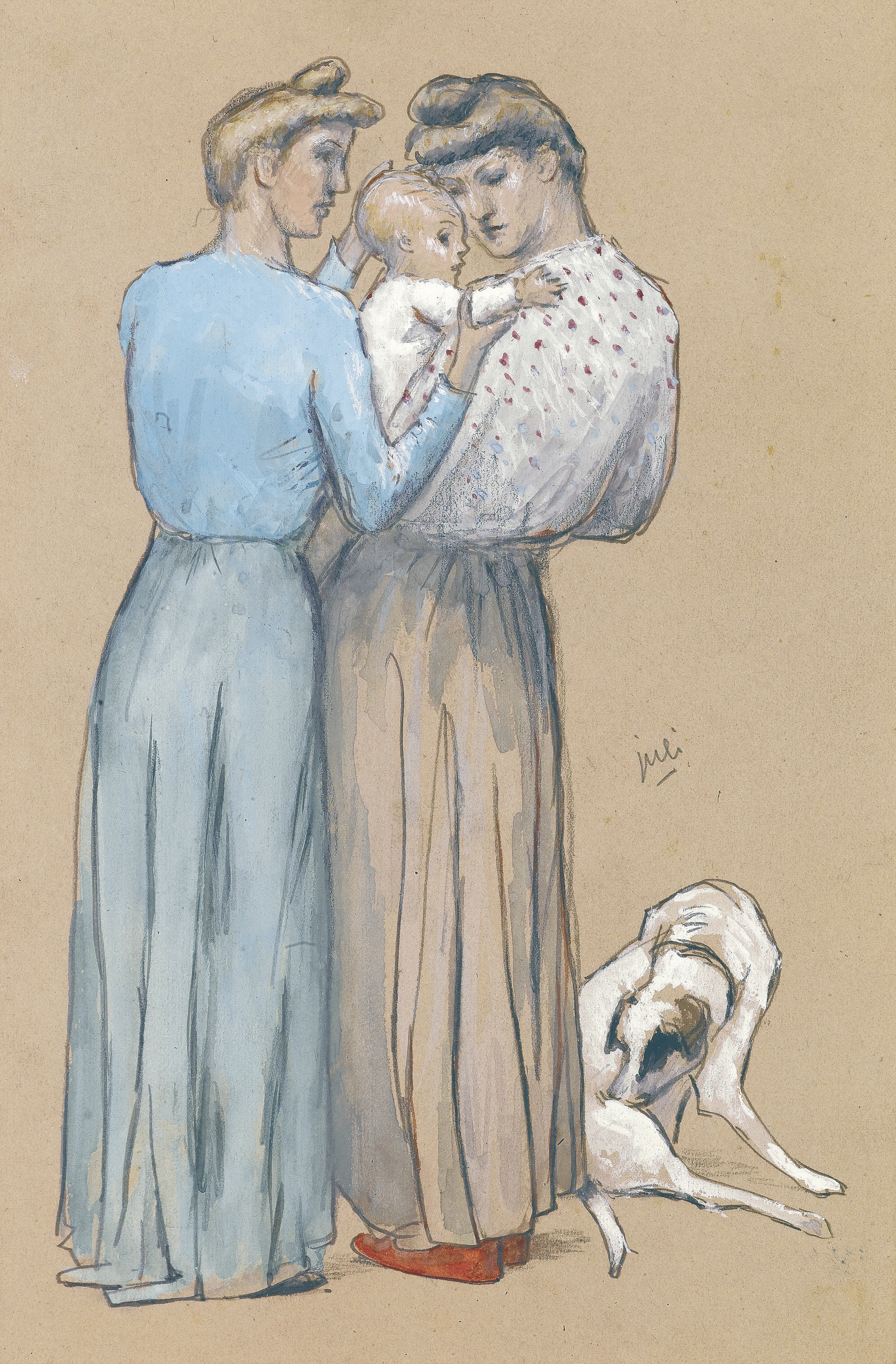 Women and Child with a Dog (Maternité au chien)